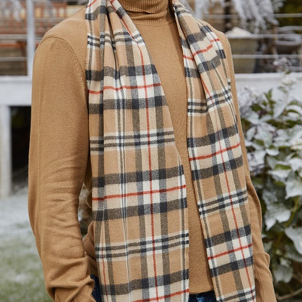 JAMES PRINGLE WEAVERS Scarf “Camel Thomson” With Fringe Size 11”x53”